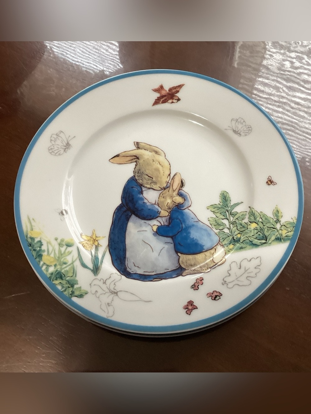 2 Beatrix Potter Peter Rabbit SALAD PLATES Bunny Easter Mother Child